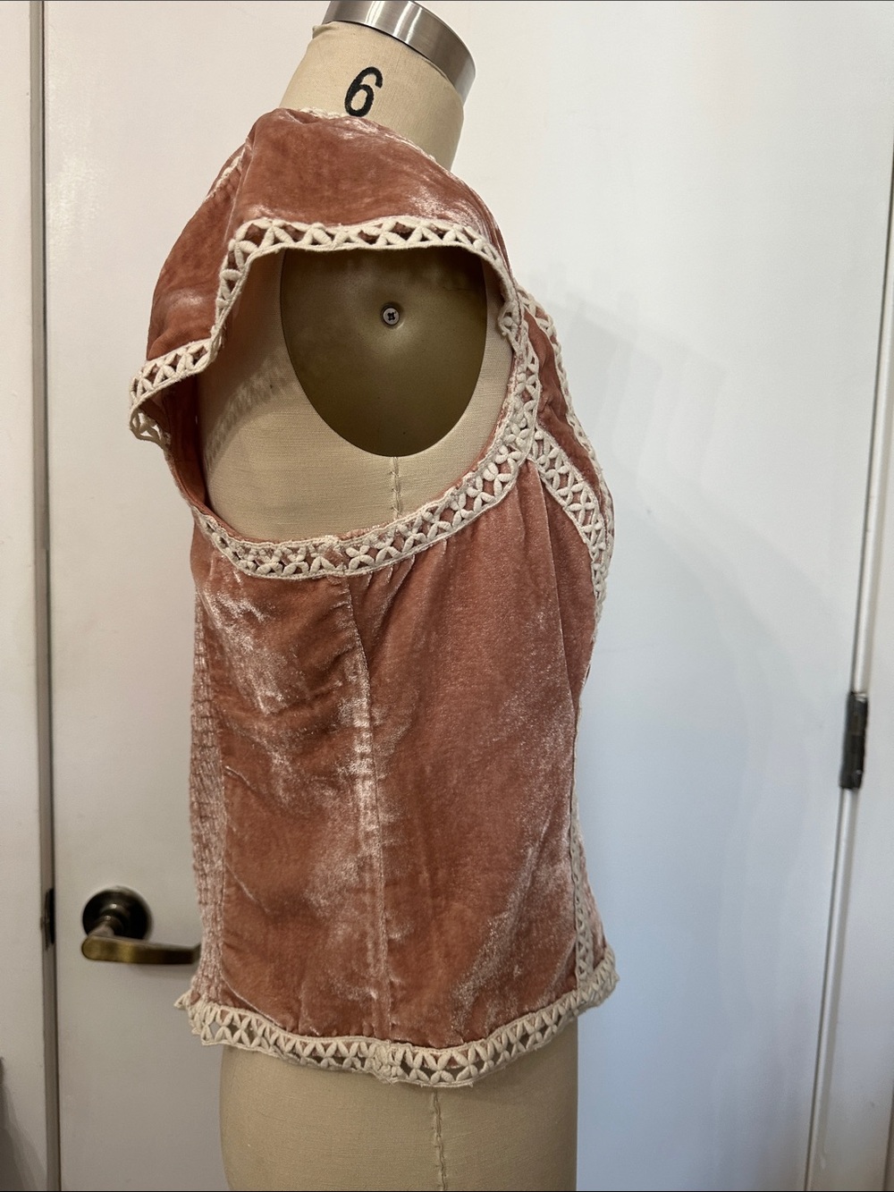 Free People Blush Velvet Square-Neck Trim Top - Picture 2 of 7